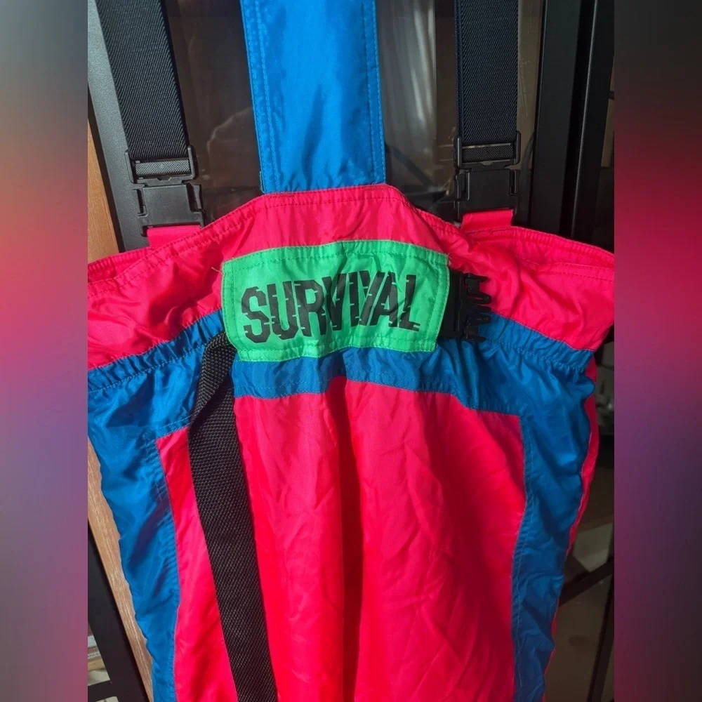 Vintage 1980s Nevica Skiing overalls bib snow pants suspenders neon